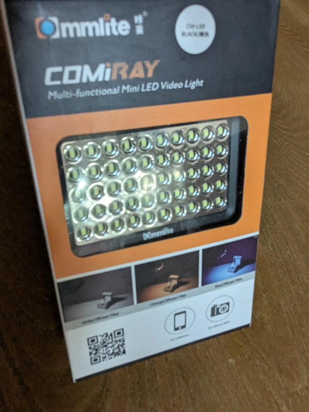 Mini LED Video Light - Black with Orange Accents